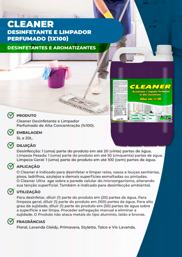 Cleaner Desinfetante e Limpador Perfumado de Alta Concentração (lxl00).