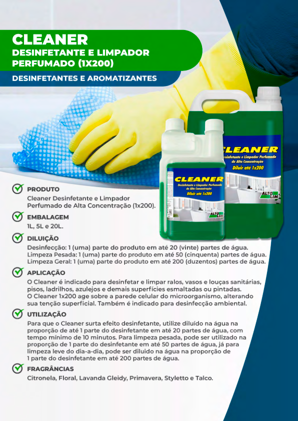 Cleaner Desinfetante e Limpador Perfumado de Alta Concentração (lx200).
