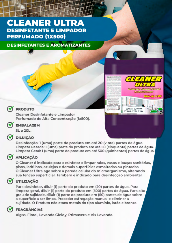 Cleaner Desinfetante e Limpador Perfumado de Alta Concentração (lxS00).