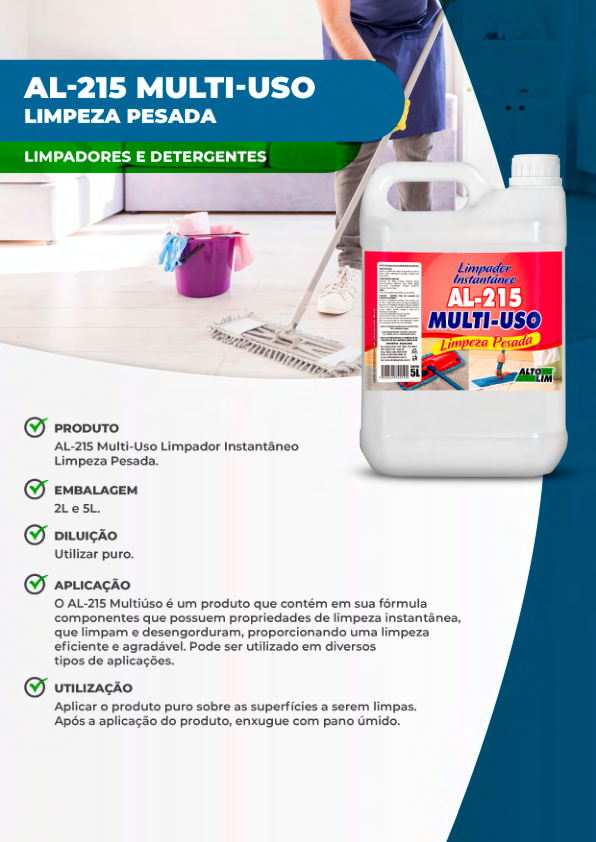 AL-215 Multi-Uso Limpador Instantâneo Limpeza Pesada.