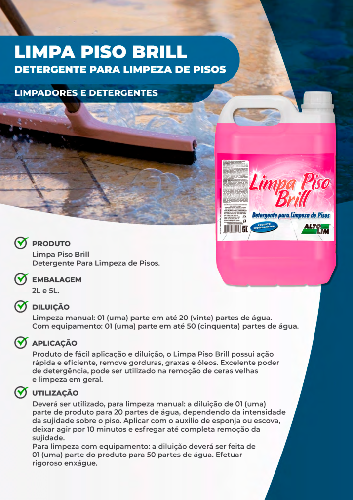 Limpa Piso Brill Detergente Para Limpeza de Pisos.