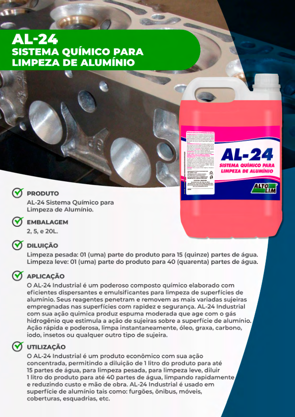 AL-24 Sistema Químico para Limpeza de Alumínio.